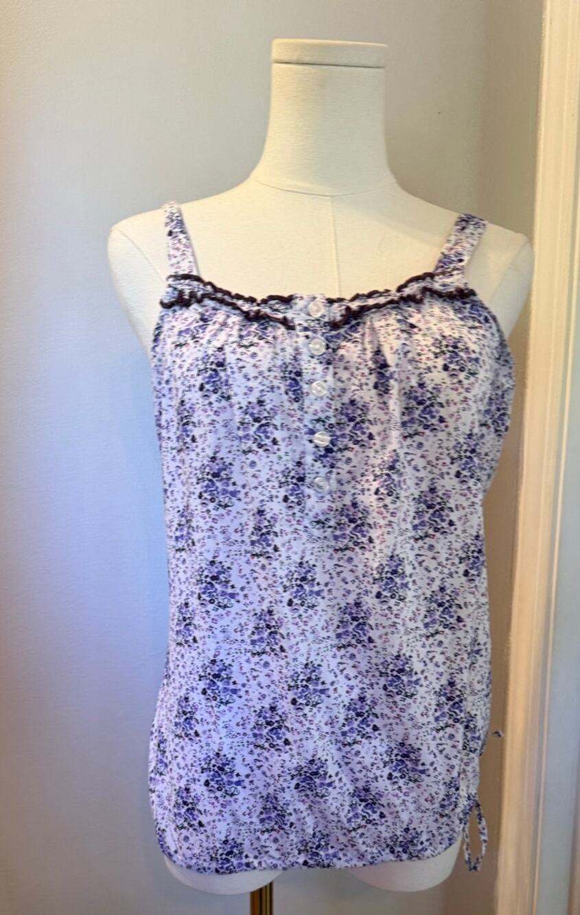 Prana Womens Tank top Size Small Floral 100% Cotton